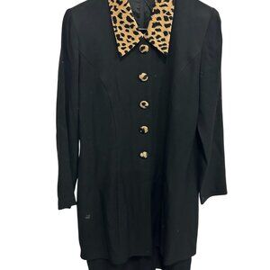 Vintage Taurus Leopard Print Collar Buttons 3/4 Sleeve Dress Size 6 Retro Chic
